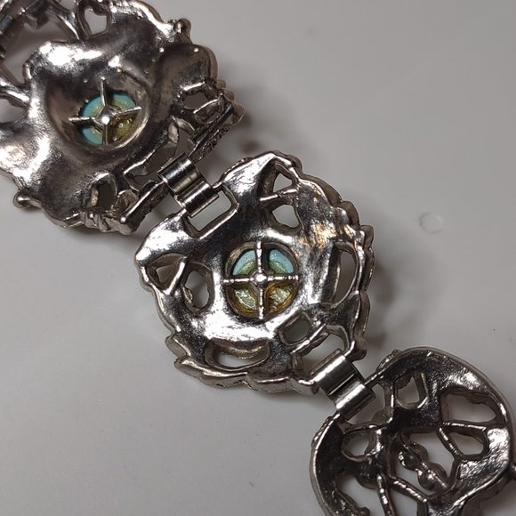 Blue Plastic And Silver Tone Metal Large Bracelet - Picture 11 of 15